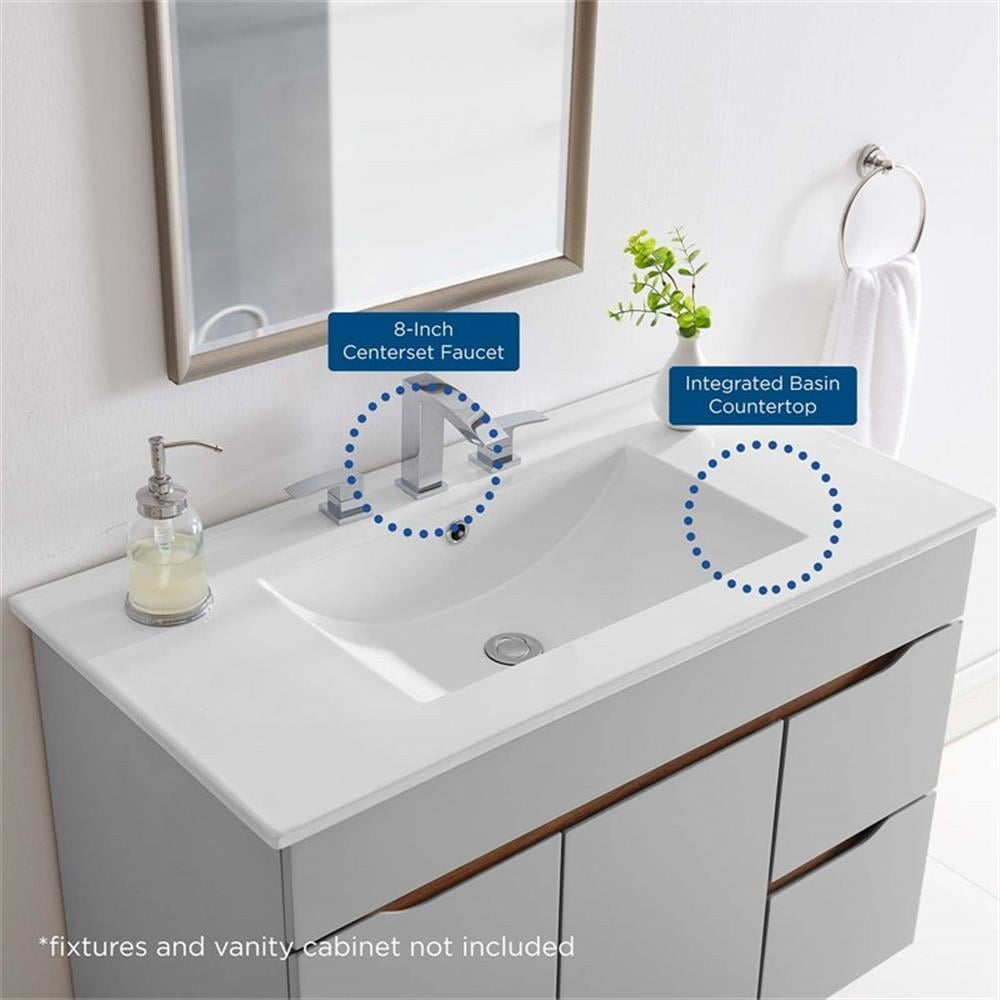 Pemberly Row 36" x 18" Basin Modern Ceramic Bathroom Sink in White