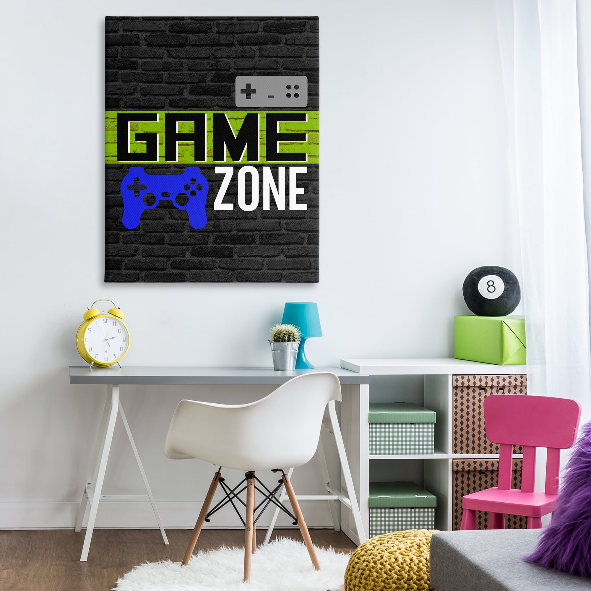 Stupell Industries Vintage Game Zone Typography Painting Gallery Wrapped Canvas Art Print Wall Art, 36 x 48