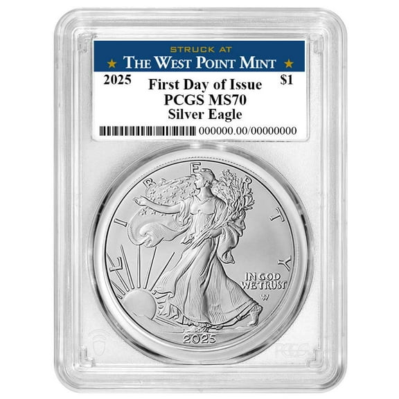 2025 $1 American Silver Eagle PCGS MS70 FDOI West Point Label