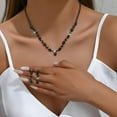 thumbnail image 3 of Black Rhinestone Necklace Earrings Set Bridal Wedding Jewelry Sets Crystal Choker Necklace Prom Costume Jewelry Set for Women and Brides, 3 of 4