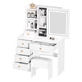 thumbnail image 4 of Visland Vanity Table with Adjustable 3 Color Brightness Adjustment Sliding Lighted Mirror,Dressing Table Set with 6 Drawers And Multi Hidden Storage Shelves,, 4 of 7