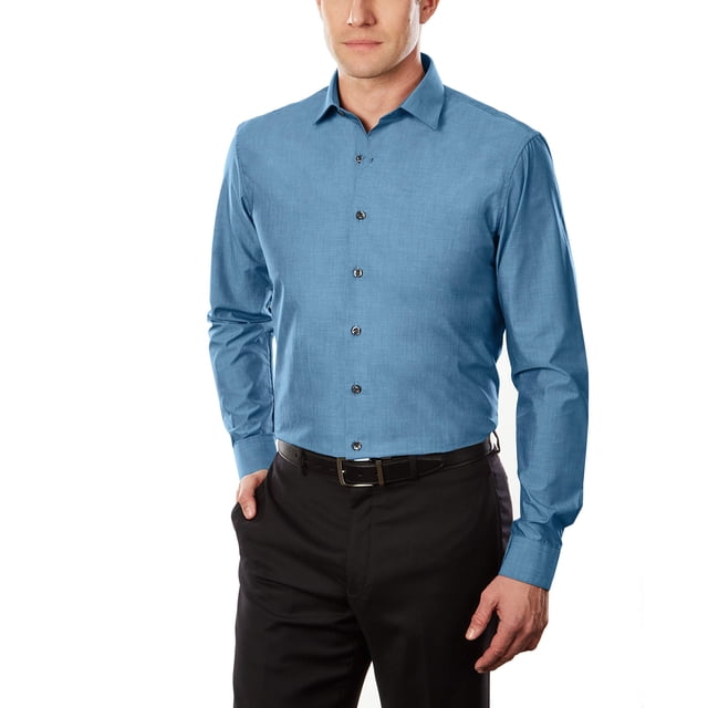 Camisa de vestir Kenneth Cole Unlisted Slim Fit Solid Hazy Blue