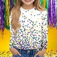 thumbnail image 2 of LYEAA Girls Boys Mardi Gras Shirt Crewneck Long Sleeve Pullover Tees Carnival Graphic Print Blouses Lightweight Party Tops, 2 of 5