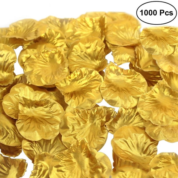BRIGHTFUFU 1000 pétalos de rosa artificiales de tela para decoración de bodas (dorados)