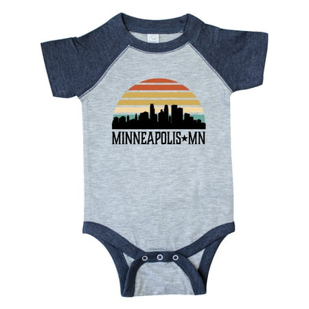 

Inktastic Minneapolis Minnesota Skyline Retro Sunset Gift Baby Boy or Baby Girl Bodysuit