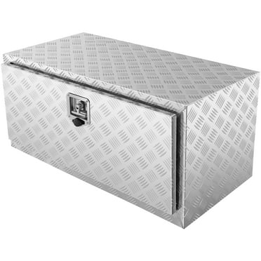 KFFKFF Truck Underbody Storage, 36"x24"x24" Pickup Organizer, Robust Aluminum Diamond Plate Toolbox with Secure Lock and Keys, Weatherproof Trailer Storage with T-Handle Latch for Truck, Van, Trailer
