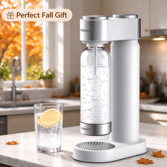 PHILIPS Stainless Steel Sparkling Water Maker, Modern Soda Streaming Machine for Daily Life Convenient Use, BPA-Free Soda Maker, Enjoy Sparking Water Anytime, White