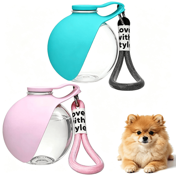 ACDANC 2Pcs Dog Water Bottle, 2 in 1 Portable Dog Water Bottle with Bowl, Portable Water Bottle for Small Dogs, Leak Proof Travel Dog Water Bottle for Walking Hiking (Blue and Pink)