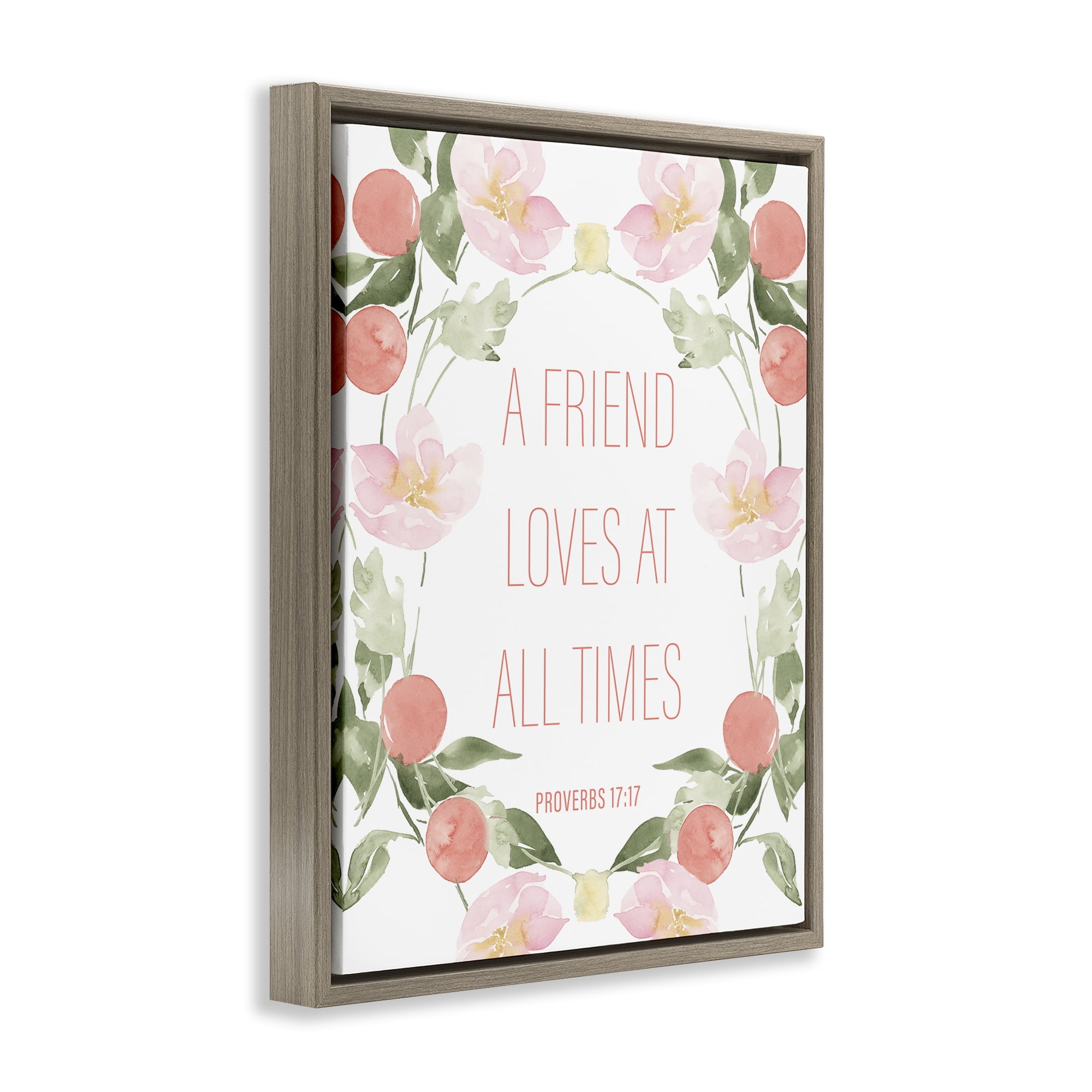 Stupell Industries A Friend Loves At All Times Brown Framed Floater Canvas Wall Art, design by Lucille Price