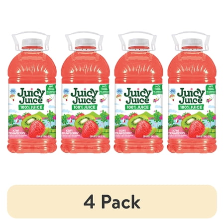 (4 pack) Juicy Juice 100% Juice, Kiwi Strawberry, 128 fl oz Bottle
