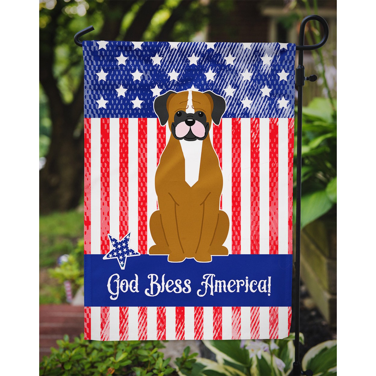 thumbnail image 3 of Caroline's Treasures BB3111GF Patriotic USA Flashy Fawn Boxer Flag Garden Size , Small, multicolor, 3 of 3