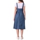 thumbnail image 3 of Vestido de tirantes INSPIRE CHIC para mujer con botones en la parte delantera, vestido midi de mezclilla con cuello en U y bolsillos S azul, 3 of 6