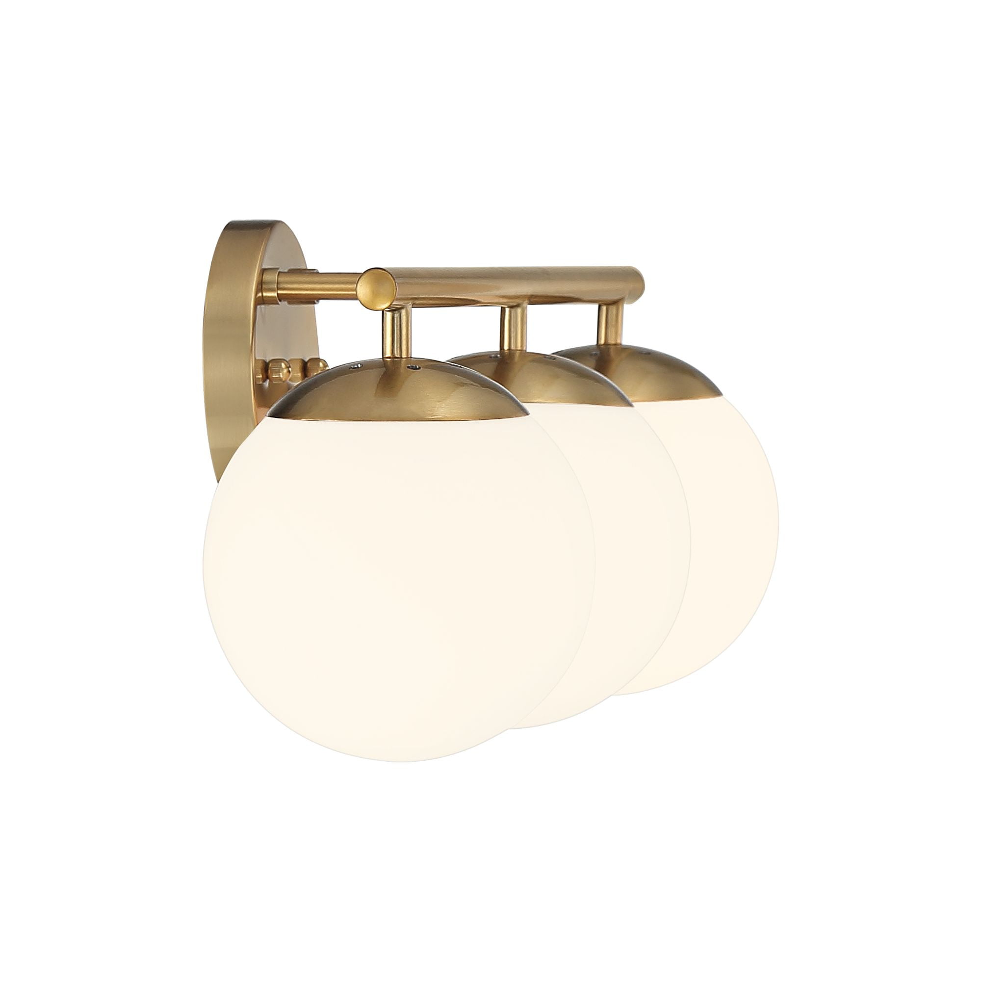 Possini Euro Design Meridian Modern Wall Light Soft Gold Hardwire 23" 3-Light Fixture Frosted White Globe Glass for Bedroom Bathroom Vanity Reading