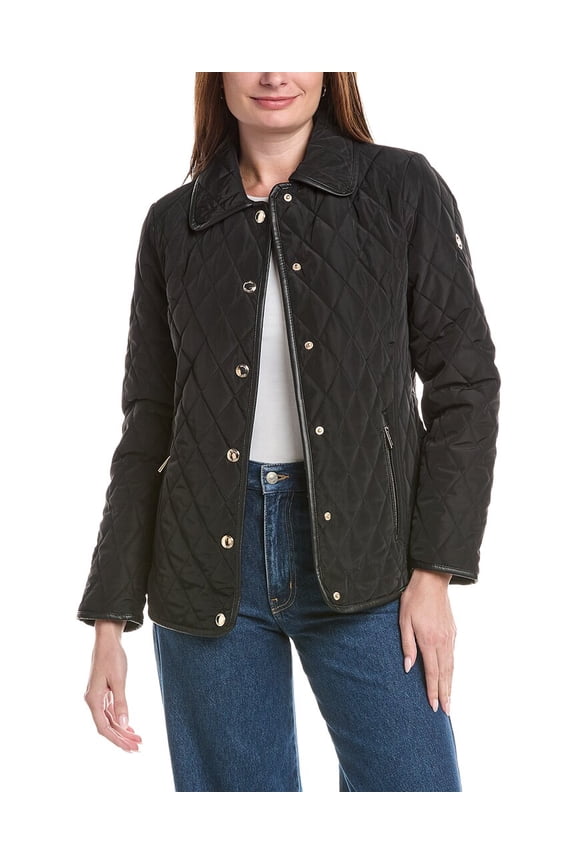 womens  Short Quilt Jacket, l, Black