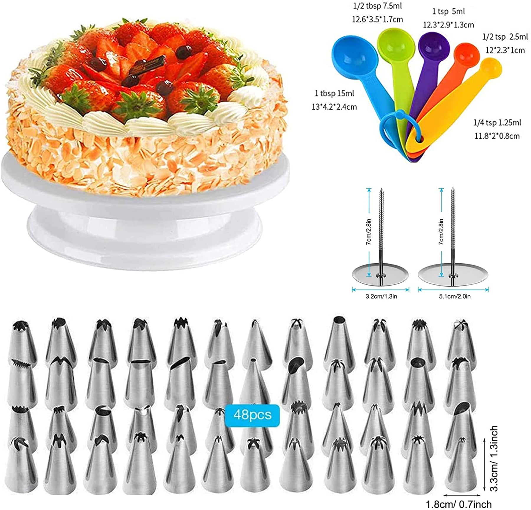 Lotfancy Cake Decorating Kit, 469Pc, Baking Supplies with Rotating Turntable, Springform Pans, Piping Bags and Tips Set, Icing Spatula, Smoother, Leve
