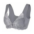 thumbnail image 6 of LAST CLANCE SALE! Women's Push Up Bra Racerback Front Closure Bras Lace Padded Underwire Plunge Floral, Gray, L, 6 of 8