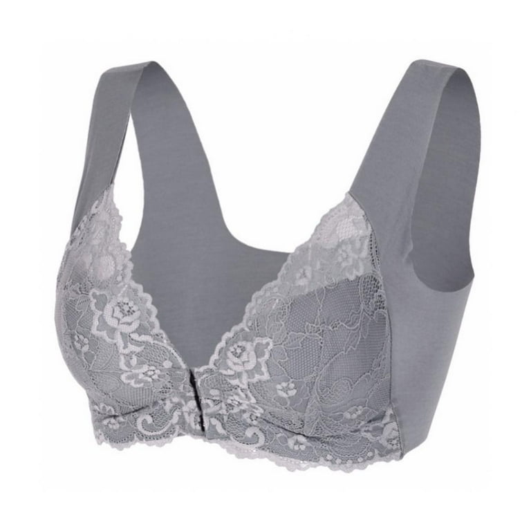 Women's Front Closure Push Up Bra Thick Padded Underwire T-Shirt Bras  Floral Lace 