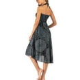thumbnail image 4 of SWSMCLT Summer Beach Coverup Maxi Skirt for Women Halter Top Midi Dresses Black Charcoal Long Length Spring Casual Peasant Gypsy Hippie Boho Print Elastic Shirred Waist Patterned5 Small-Large, 4 of 5