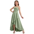 thumbnail image 5 of CHEEREAM Teens Junior Bridesmaid Dresses Ruffle Slit Flower Dress For Girl Square Neck Spaghetti Strap Formal High Low Dresses For Kids, 5 of 6