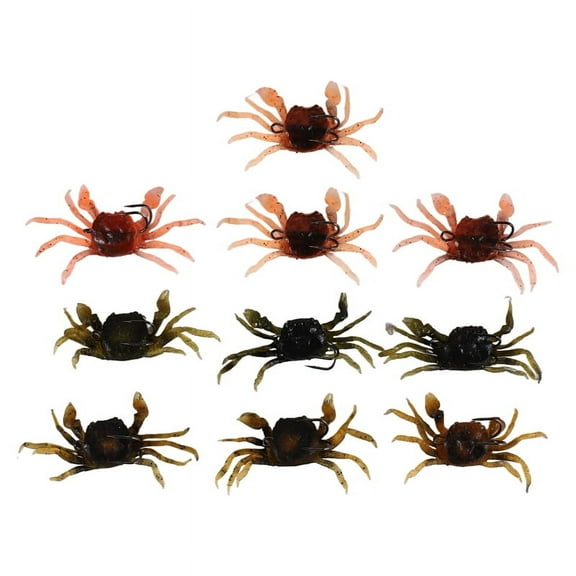 10 Pcs Crab Bait, 3D Simulation Crab Soft Bait with Pointed Hook