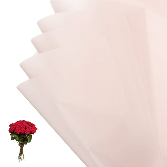 Uxcell Flower Gift Wrapping Paper, Waterproof Bouquet Paper Solid Color Wrap Light Pink 20 Sheets