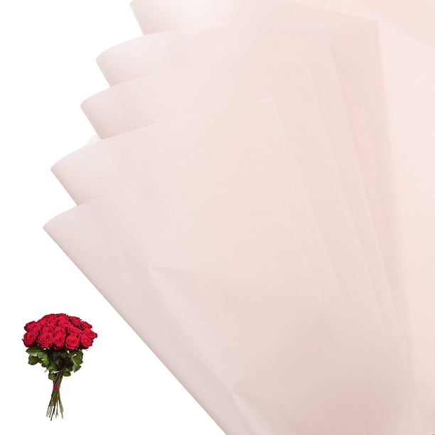 Papel para envolver flores Uxcell, papel de ramo impermeable, envoltura de color sólido rosa claro, 20 hojas