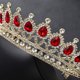 thumbnail image 4 of Tiara de diamantes de imitación YONGSHENG corona de cristal rojo Retro dorada, 4 of 5
