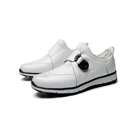 

SIMANLAN Mens Comfortable Slip On Sneaker Lightweight Professional Travel Breathable Golf Shoes White 6