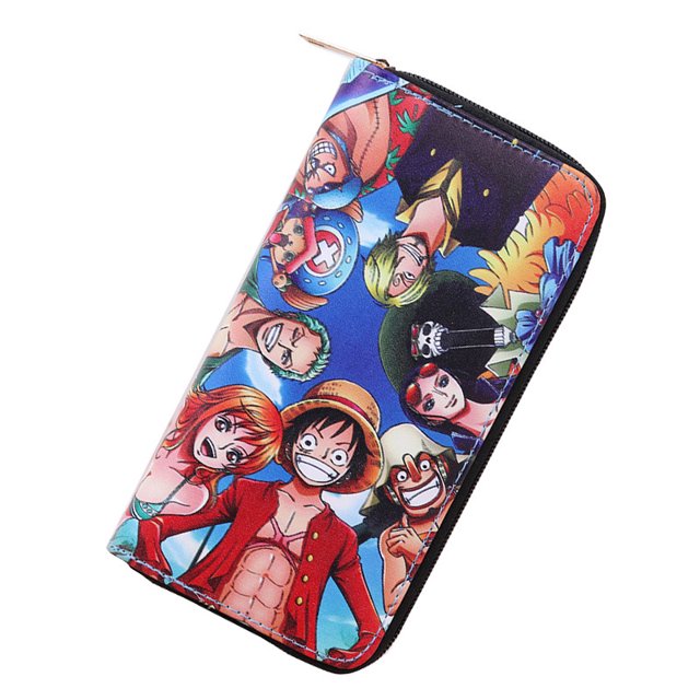 Billetera plegable delgada con personajes de anime, 19 x 10 x 3 cm, poliuretano
