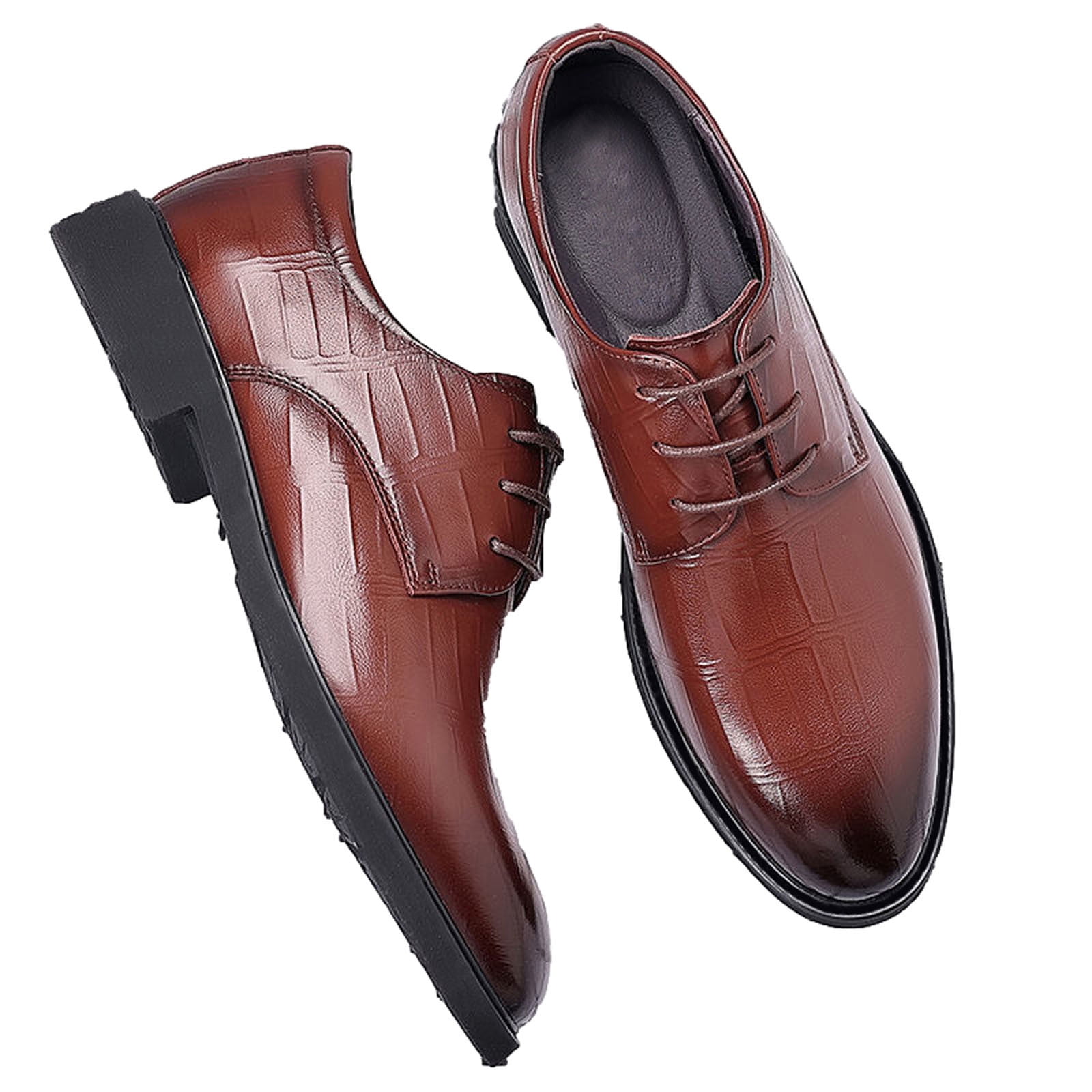 Color : Brown, Size : 26CM Mens Formal Business Shoes Matte PU Leather Upper Lace Up Breathable Lined Oxfords,Very Stylish 