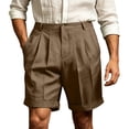 thumbnail image 2 of hlysgo Men's Relaxed Straight Pleated shorts Business Work Golf Dress Shorts Casual Summer Stretch Flat Front Shorts with Pockets Khaki,2xL, 2 of 6