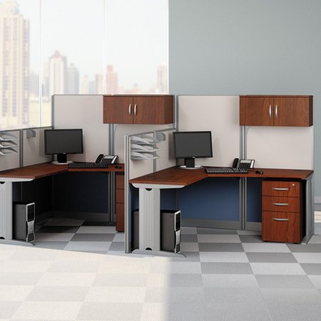Bush Office-in-an-Hour L-Shaped Double Workstation ...