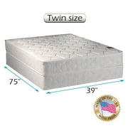 DS USA Legacy One-Sided None Flip Mattress Set with Metal Bed Frame - Spine Support, Orthopedic, Longlasting Comfort (Twin 39"x75"x8")