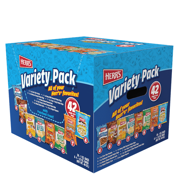 Herr's Snacks Variety Pack, 42 count, 40 oz