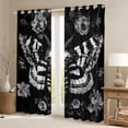 thumbnail image 2 of Homewish Goth Skull Moths Kitchen Curtains,Vintage Flowers Black Out Curtains Pack of 2 (42x63 Each),Black Gray,Halloween Living Room Curtains, 2 of 6