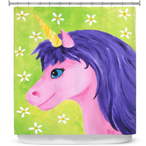 Shower Curtains 70" x 73" from DiaNoche Designs by nJoy Art - Pink Unicorn