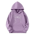 thumbnail image 3 of Girls Bow Printed Oversized Hoodies Loose Casual Long Sleeve Pullover Cute Sweatshirt Tops with Pocket for 5-14Y, 3 of 5