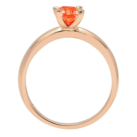 1 ct Emerald Cut Simulated Red Diamond Solitaire Engagement Ring for Women in 18K Rose Gold