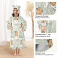 thumbnail image 4 of Wearable Blanket with Sleeves and Pocket Oversized Hooded Sweatshirt 3-14 YR Cute Capybara in Coffee Cups S, 4 of 7