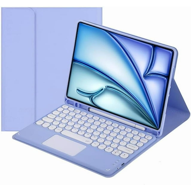 Funda con teclado táctil para iPad Air de 11 pulgadas M3 (2025) / M2 (2024), iPad Air de 5.a (2022) / 4.a generación (2020) de 10,9 pulgadas con portalápices - Teclado Bluetooth táctil magnéticamente