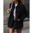 thumbnail image 3 of BTFBM Faux Suede Jacket Women Fall Fashion Leather Jackets Long Sleeve Button Down Winter Coats Shackets Outerwear, 3 of 9