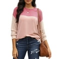 thumbnail image 3 of UVN Sweatshirts for Women Crewneck Casual Long Sleeve Blouse Color Block Loose Tops, 3 of 9