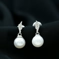 thumbnail image 3 of Rosec Jewels Minimal Drop Earrings with Freshwater Pearl and Diamond - 8 mm - AAA Grade, 18K White Gold, 3 of 8