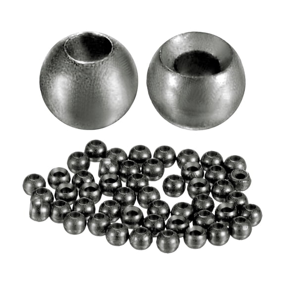 Uxcell 2mm Dia Tungsten Beads for Fly Tying [50PCS] - Slotted Head Ball- [#18-20 - Dark Nickel Color] Sink Deeper Tapered Hole Fly Fishing Materials