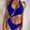Blue, variant on Babysbule Womens One Piece Swimsuits Women's One-shoulder Summer Backless Color-blocking Bikini Swimsuit Without Steel Support
