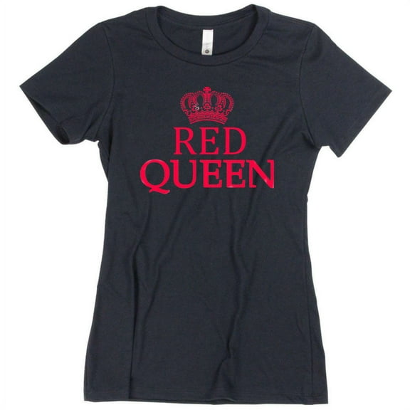 Red Queen Crown Printed Lady Shirt Black Short Sleeve Tee Small