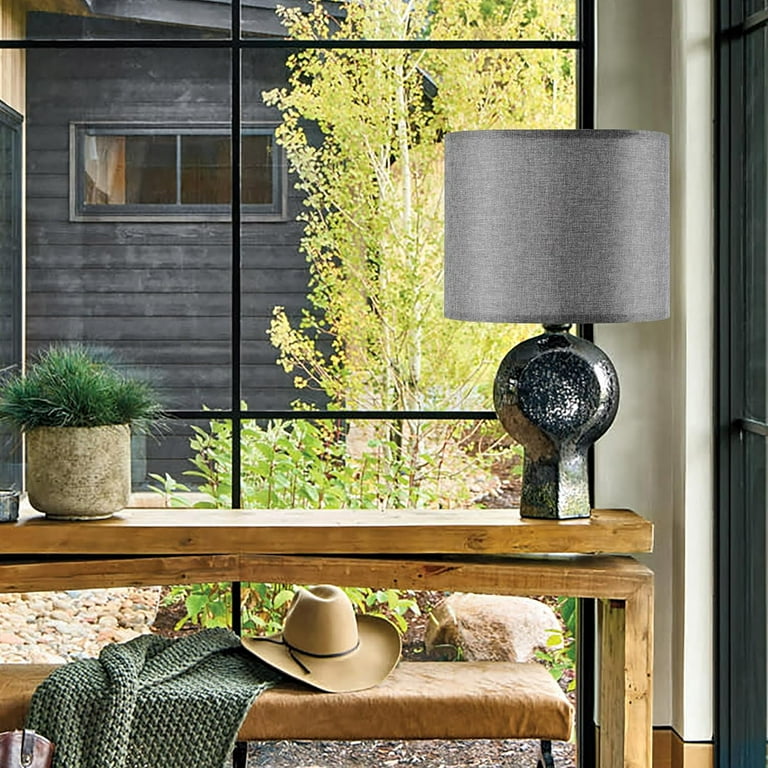 Set Of 2 Blue Woven Modern Drum Lamp Shades – 11.8" X 8.66", Rustic Farmhouse Style For Table Or Floor Lamps, Harps Included