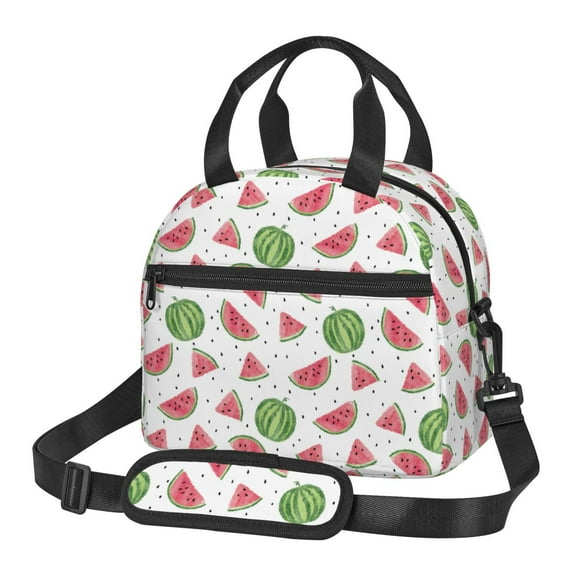 Uemuo Hand Drawn Watermelon Printed Lunch Bag Lunch Box Reusable Insulated Lunch Tote Bag, Leakproof Thermal Cooler Sack Food Handbags Case High Capacity