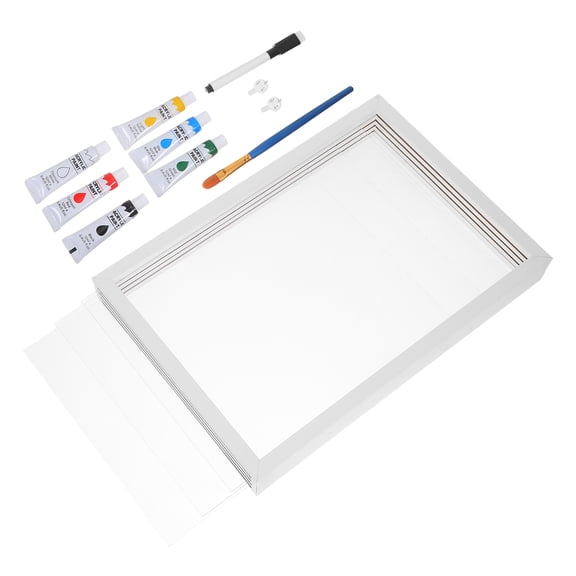 OULII Family Handprint Keepsake Frame White Wood Photo Frame for DIY Hand Molding