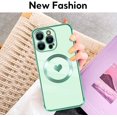 thumbnail image 4 of Compatible with iPhone 14 Pro Max Magnetic Case for Women Girls,Light Luxury Cute Love Heart MagSafe Plating Electroplated Bling Case Raised Full Camera Lens Protection Phone Case-Green, 4 of 13